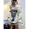 Y2k Harajuku Gothic Knitted Pullovers Women Japanese Fashion Sexy Skull Off The Shoulder Punk Girls Hole Loose Sweater