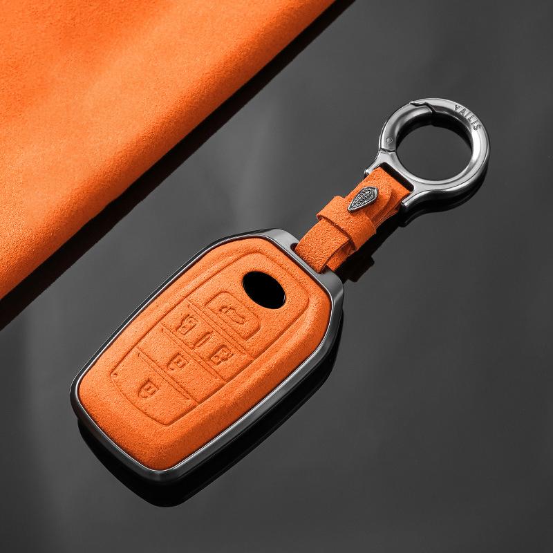 Metal Suede Car Remote Key Cover Case Holder Shell Keychain Fob for Toyota New Alphard Hev Crown Vellfire Granvia Sienna 2025