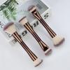 Dual Head Makeup Brush Foundation & Contour Kabuki Brush Vegan Fiber Soft Bristles for Liquid Powder Products