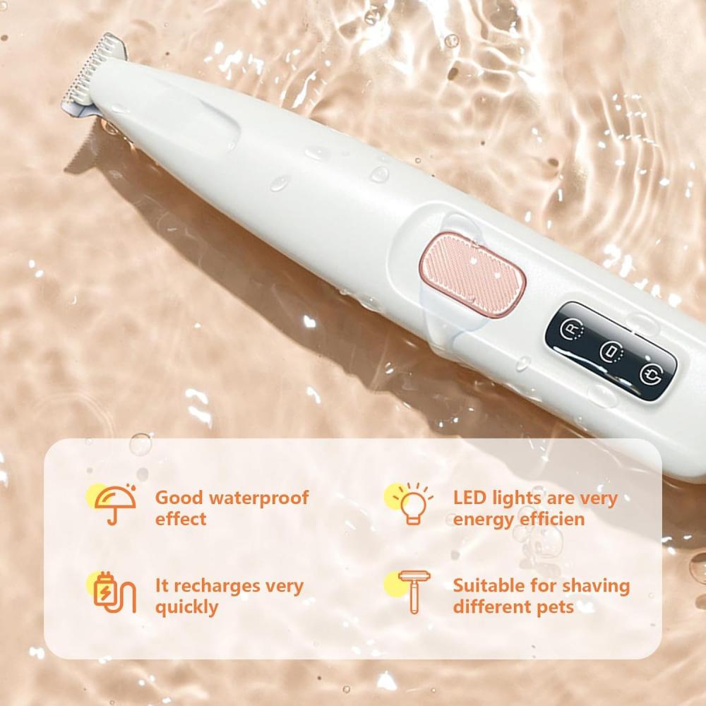 Pet Micro Precision Trimmer, перезаряжаемый беспроводный триммер для лап собак с низким уровнем шума и светодиодной подсветкой, многофункциональные машинки для стрижки домашних животных для глаз, ушей, лица