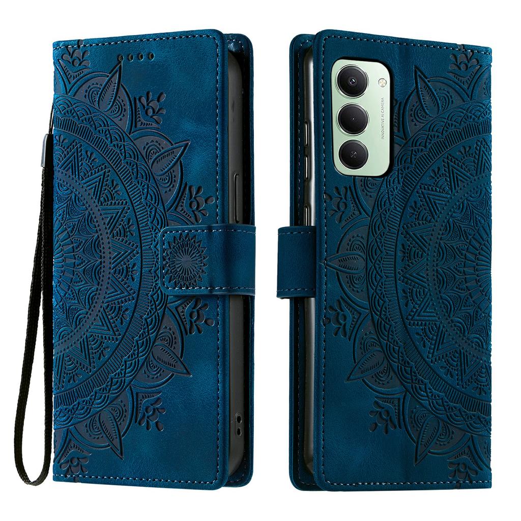 For Xiaomi Redmi 15 5G (EU) (171mm)/4G (EU) (171mm) Case Imprinted Totem Skin Feel Wallet Leather Phone Cover with Hand Strap