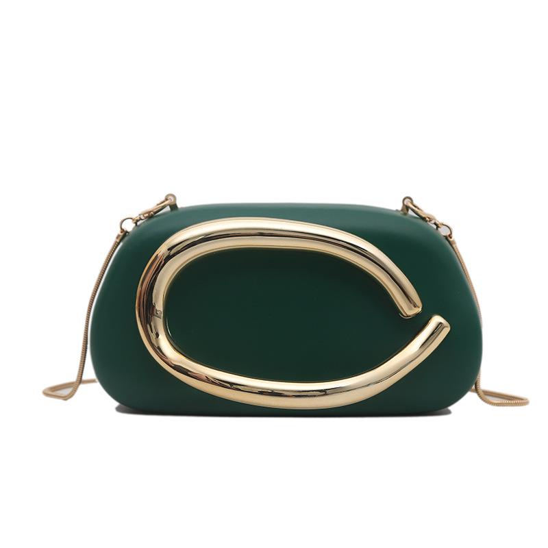 Personalized metal small bag 2025 new fashion letter design foreign style versatile women's wrist shoulder box bag