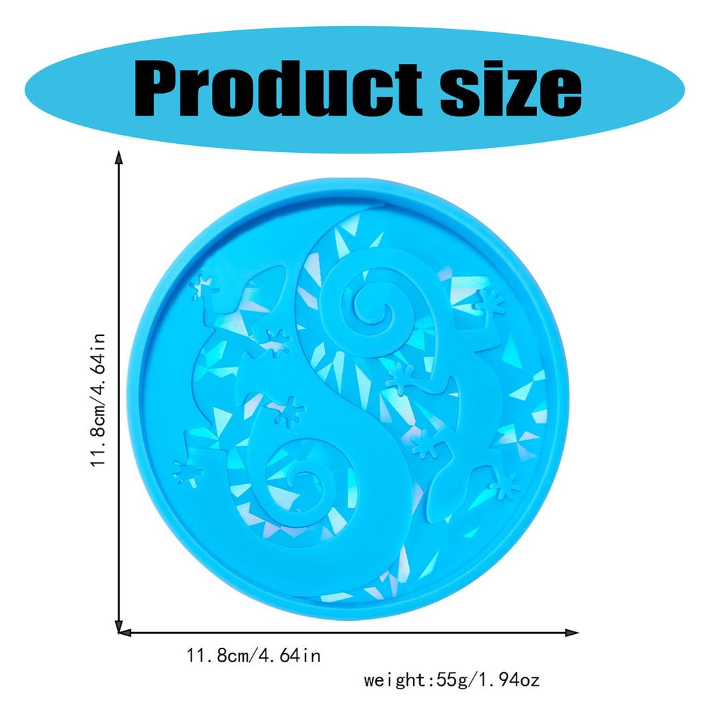 Форма для силиконовой подставки под стакан с рисунком геккона, восемь диаграмм, форма для подставки под стакан из смолы для создания индивидуальных эпоксидных художественных творений