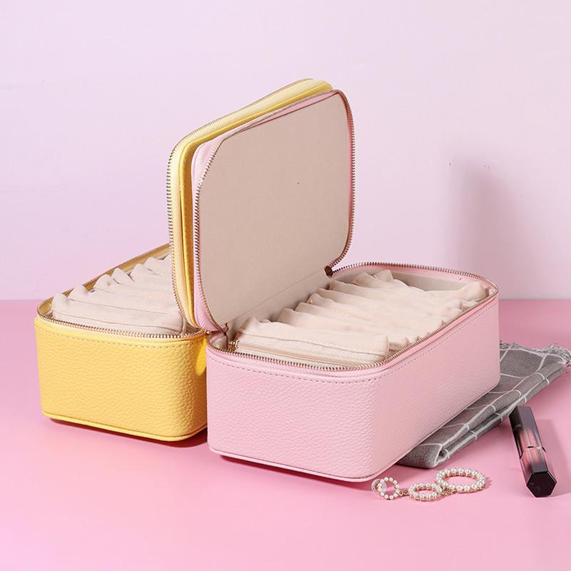 Portable Travel Creative Jewelry Storage Boxes Miniature Separate Bag Women's Jewelry Organizer Case Leather Ring Earring Necklace Ornaments Packaging