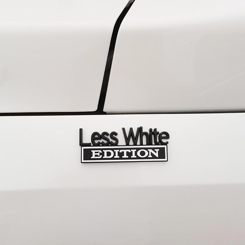 1Pc 3D Metal Less White Edition Logo Car Side Fender Rear Trunk Emblem Badge Sticker Decal