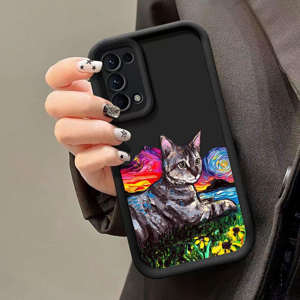 Vintage Oil Painting Cat Phone Case For OPPO A6X A3X A5X A5 A54 A55 A57 A58 A53 A73 A74 A95 A92 A93 A94 A98 FIND X3 X5 X8 Cover