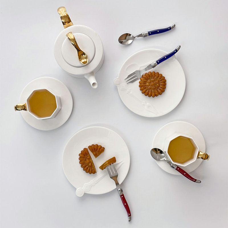 LAGUIOLE Jeanneron Laguiole French Blue + Rose Teaspoon & Teafork Set 8p
