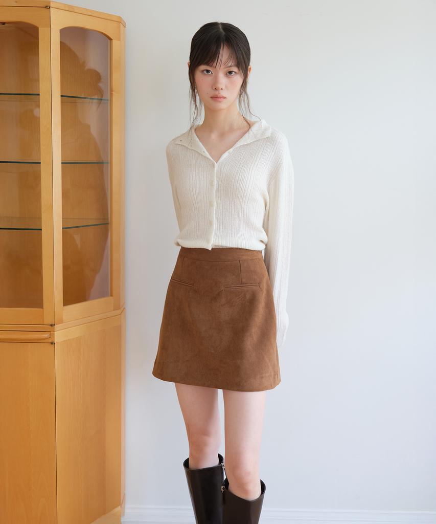Yeoppe Suede Pocket Skirt_Brown