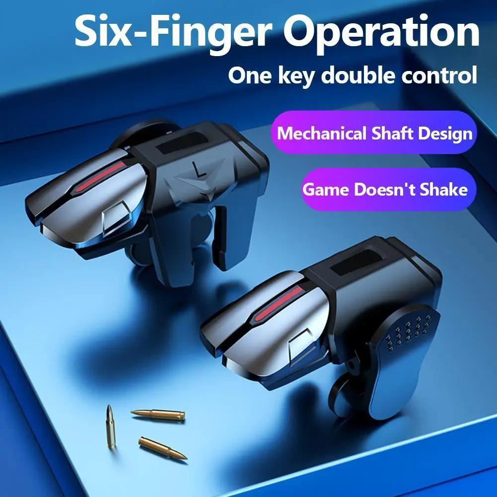 S1 Mobile Phone Game Trigger Gamepad Joystick 6-Finger Aim Shooting L1 R1 Key Button Game Fingertips For PUBG Game Controller