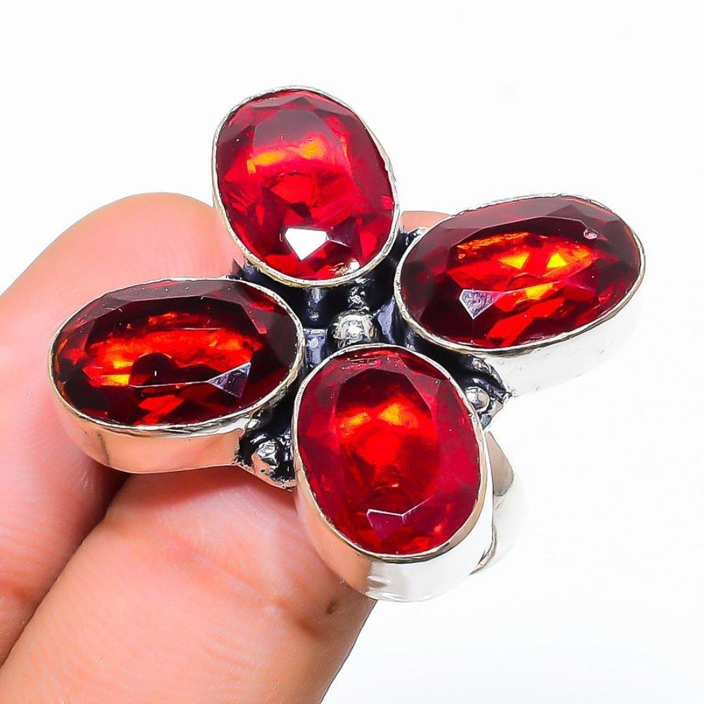Кольцо из серебра 925 пробы с драгоценным камнем мозамбикский гранат, размер 9 w8a46