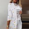 Women Fashion Long Sleeve Print Color Coat Open Front  Suit Jacket