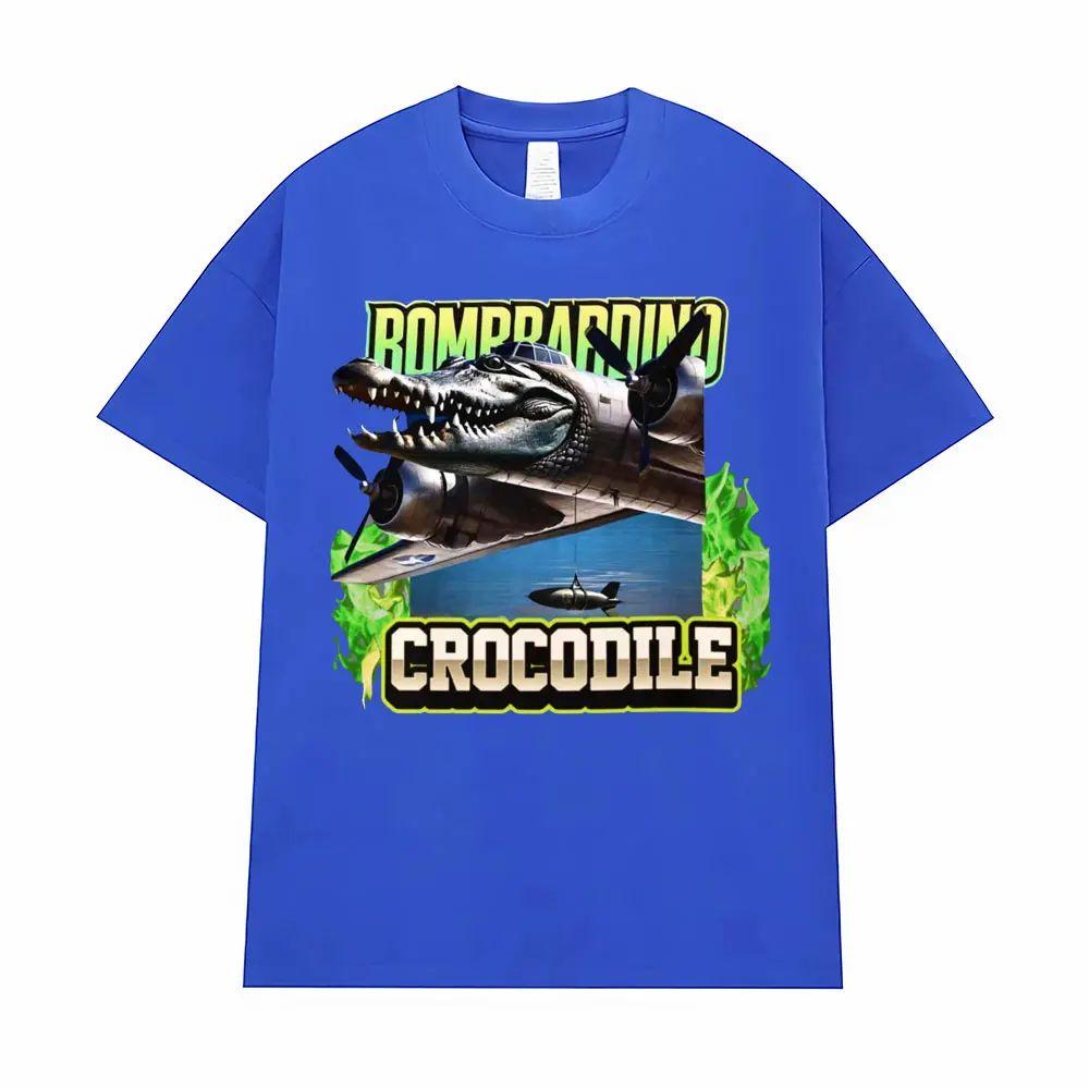 Bombardino Crocodilo Meme T-Shirt Men Women Short Sleeve Cotton Tees Funny Graphic T-shirt Y2k Outfit Summer Tops Men's Clothing