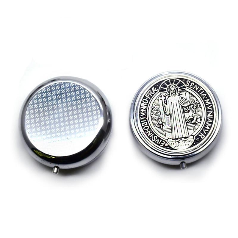 Rosary Jewelry Box Metal Religious Trinkets Box Catholic Christian Roman Rosary Keepsakes Case Prayer Bead Eucharistic Box