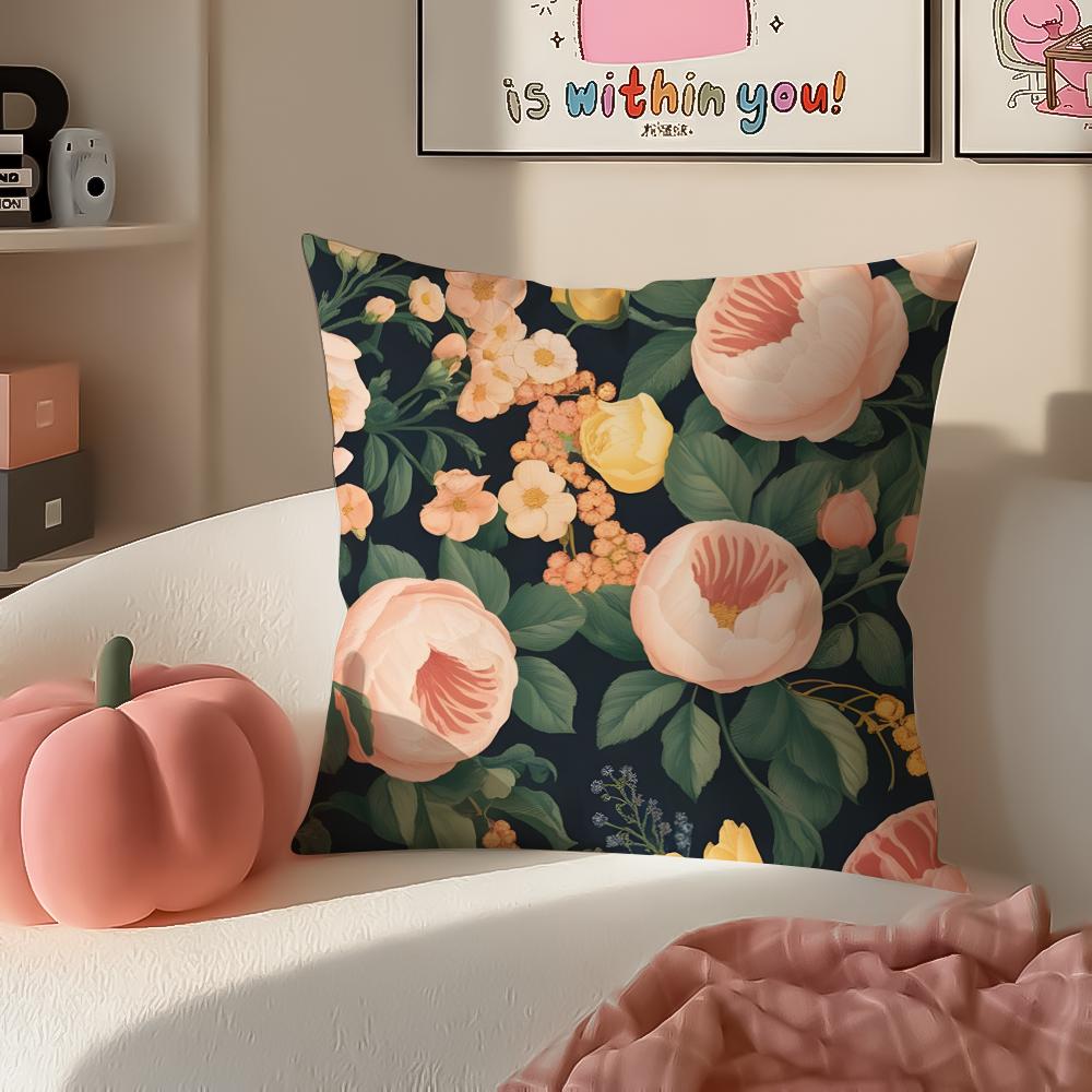 Fashion Beautiful Floral Art Cushion Cover Pillowcase Short Plush Invisible zipper Room Sofa Cushion Cover