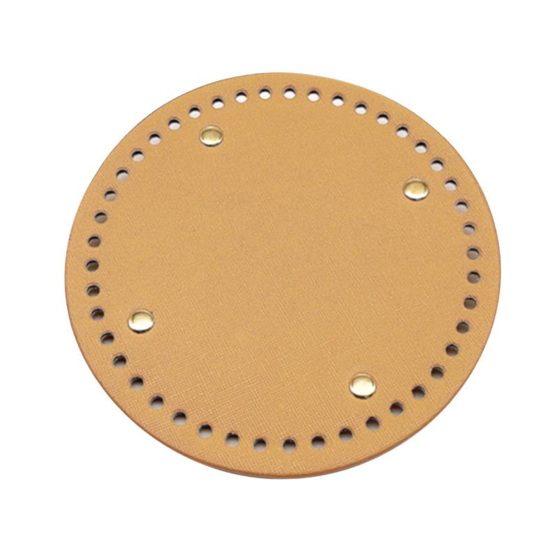 1Pc Diy Crochet Bag Bottom Accessories 15*15Cm Round Bottom For Knitted Bag Pu Leather Bag Base Handmade Bottom With Holes