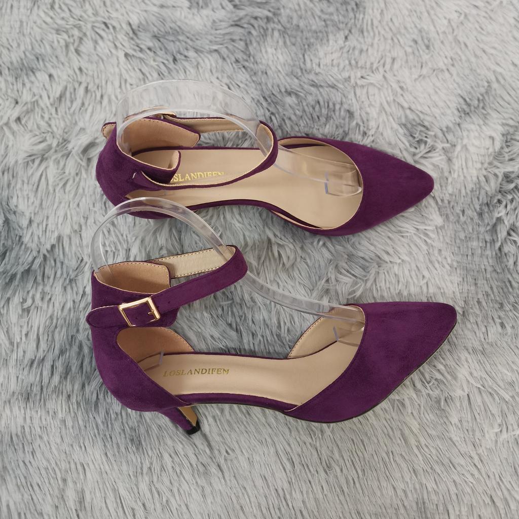 LOSLANDIFEN/женские сандалии, летние женские замшевые туфли-лодочки на тонком высоком каблуке, женская обувь для свадебной вечеринки, пикантные сандалии с открытым носком и ремешками на щиколотке