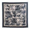 Retro Blue & White Silk Wool Double-Sided Scarf - Elegant Large Square for Autumn/Winter