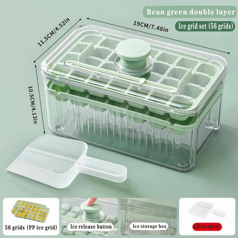 Форма для кубиков льда Ice Box с одной кнопкой, с крышкой и коробкой. Многофункциональная форма для приготовления льда. Бытовая форма для хранения пищевого льда.