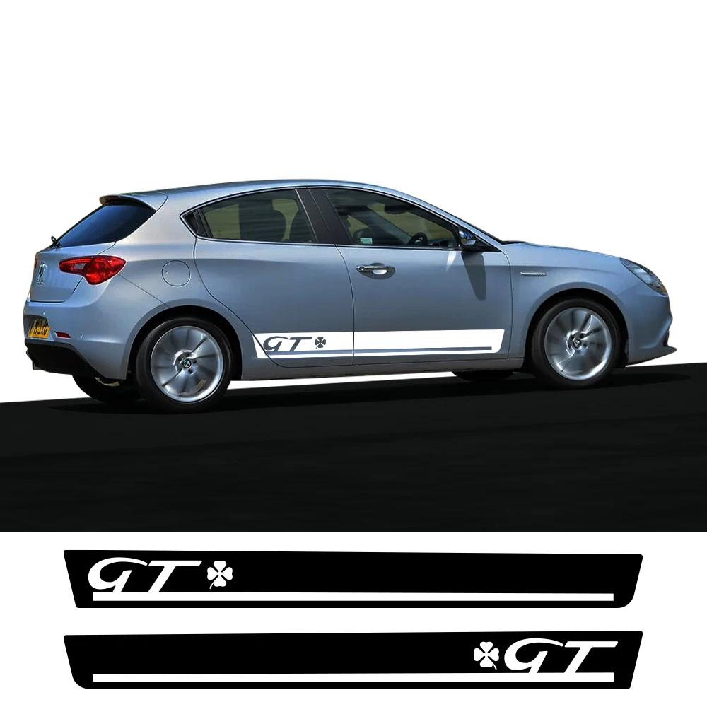 2pcs Car Side Skirt Vinyl Film Stickers GT Styling PVC Decor Decals For Alfa Romeo Giulietta Auto SUV Tuning Accessories zw0