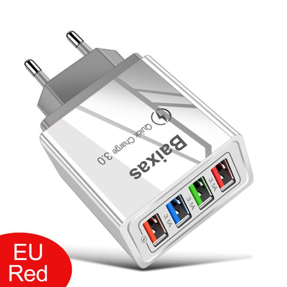4-портовое USB-зарядное устройство для мобильных телефонов и планшетов, дорожное, стандарт США и ЕС, 3А