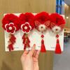 Tang Suit Children's New Year Headwear Hanfu Headwear Red Bow Hair Ring New Year Hair Rope  Kids