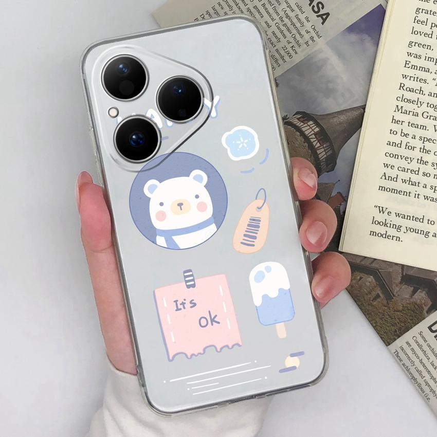 For Huawei Honor Magic5 400 Pura 80 Pro Ultra Phone Cover Beautiful Girls Patterns Transparent Slim Silicone Anti Fall Housing For Huawei Bumper Shell