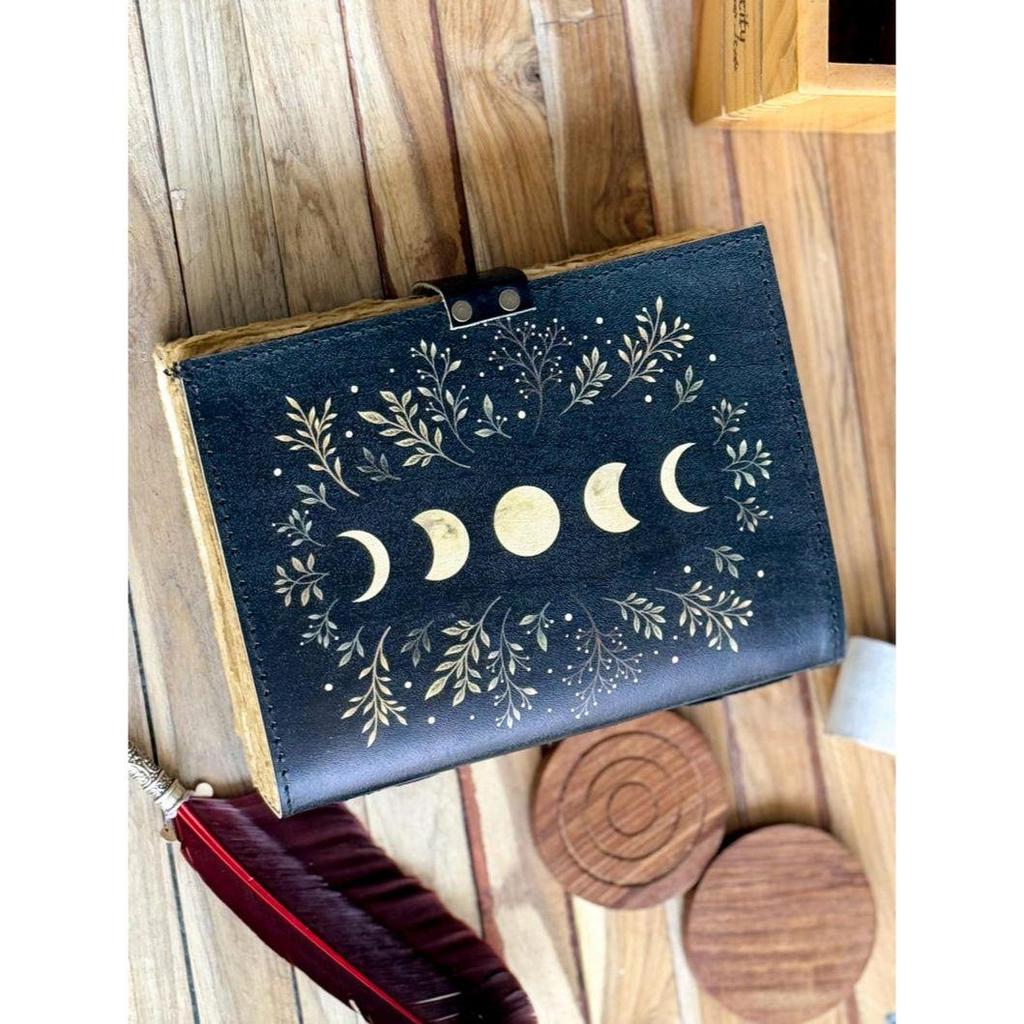 Sun Moon Leather Journal For Men Women  of Antique Hademade Decle Edge Pepar Leather Traveling Sketchbook For Men Women