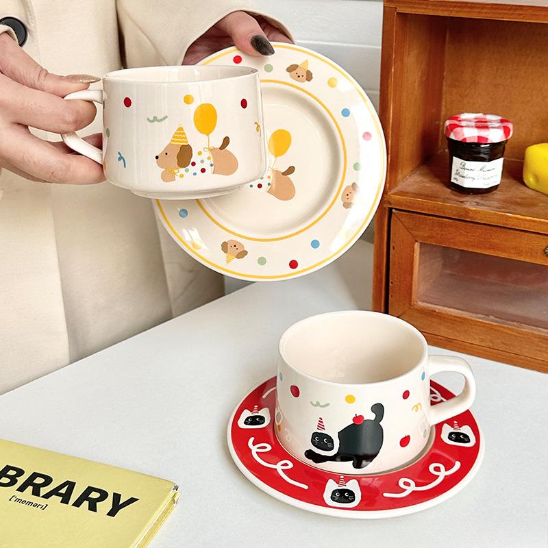 Кружка Керамическая чашка Чашка для воды Милая кофейная чашка Набор с блюдцем Скандинавский Инс Простая и красивая чашка для девочек