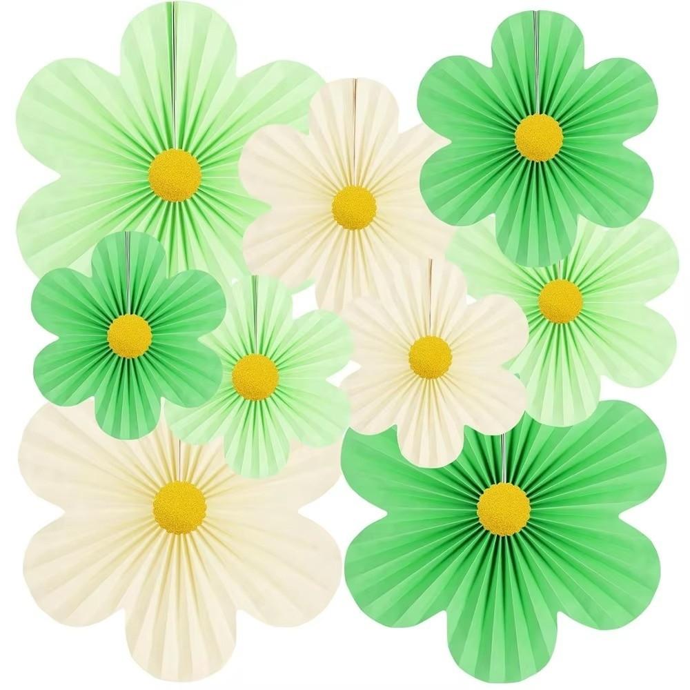 9Pcs/Set DIY Paper Fan Flower Pink Classroom Background  Birthday Baby Wedding Party Decoration