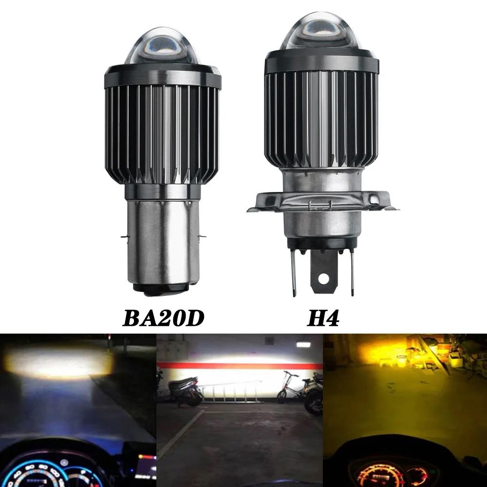 H4 H6 12V LED Motorcycle Headlight Bulb Moto Spotlights CSP Lens White Yellow High/Low Beam Lamp Scooter Accessories Fog Lights