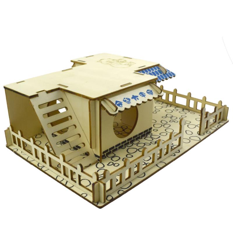 Экологическое деревянное убежище для хомяка, деревянная хижина, двухслойная вилла с мелкими животными, игрушка для скалолазания