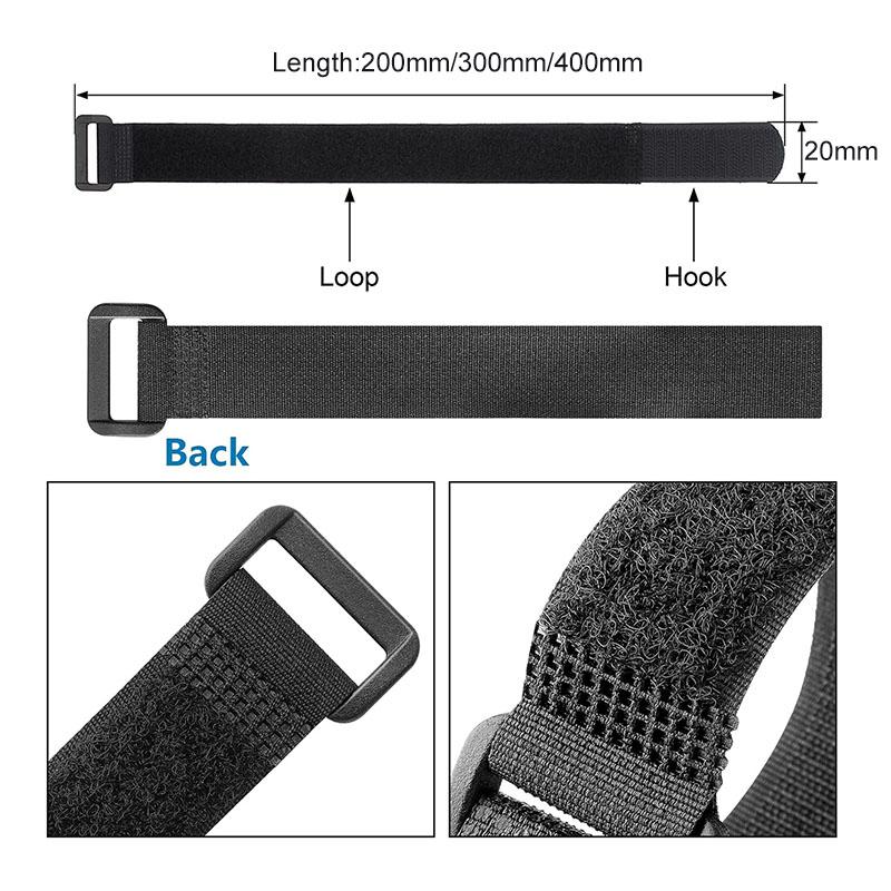 10/5pcs Hook and Loop Reusable Fastening Nylon Cable Securing Strap, Durable Functional Ties width 20mm length 200mm/300mm/400mm