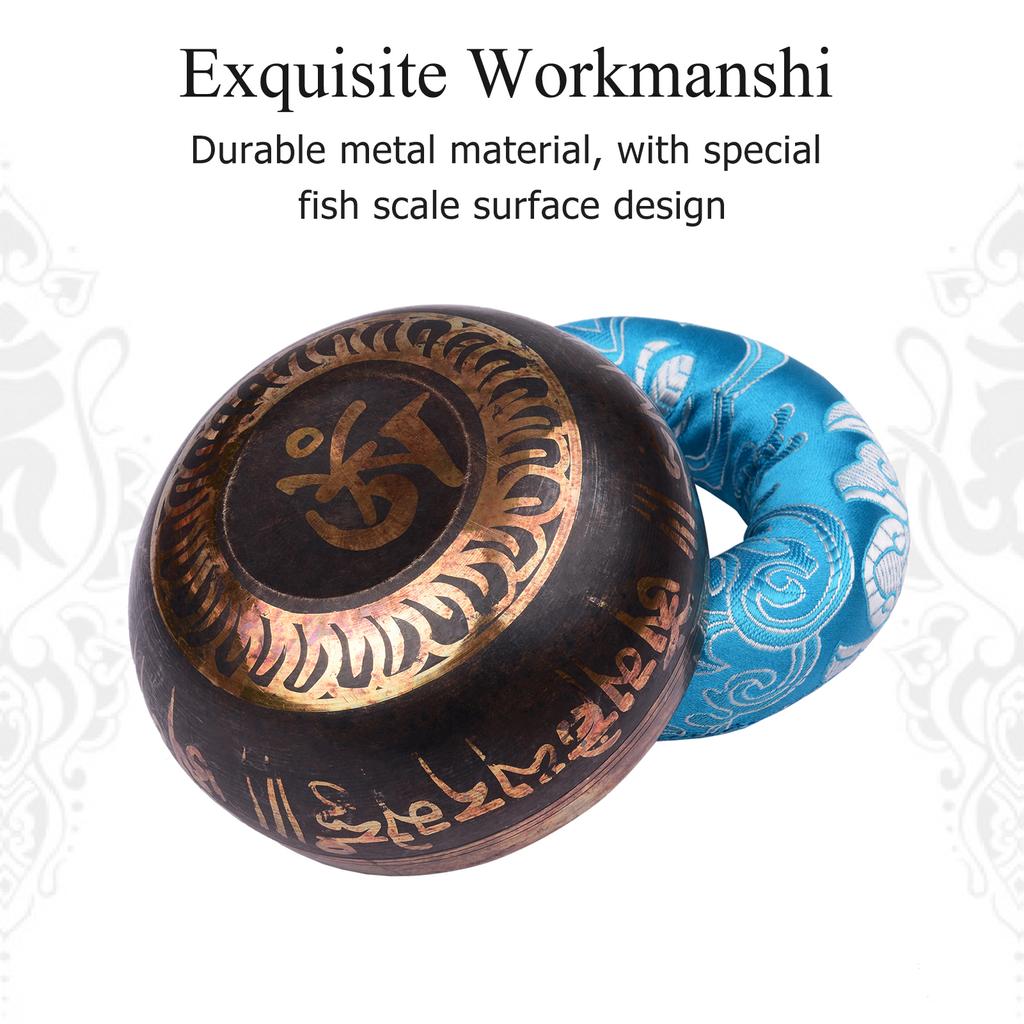 Набор тибетских поющих чаш с металлической звуковой чашей ручной работы 9,5 см/3,7 дюйма