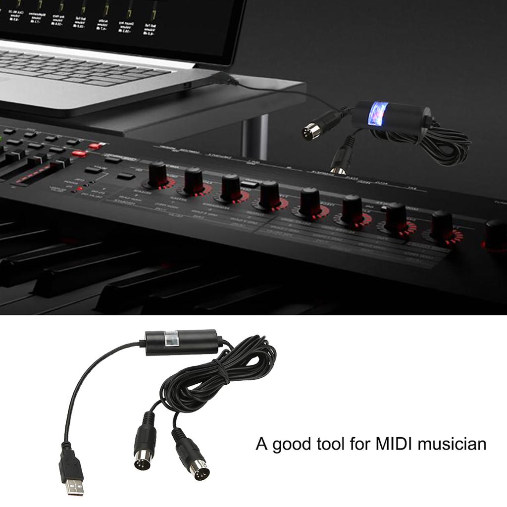 Универсальный MIDI в USB in OUT Кабель-конвертер Линия Светодиодный индикатор Электронный музыкальный аксессуар