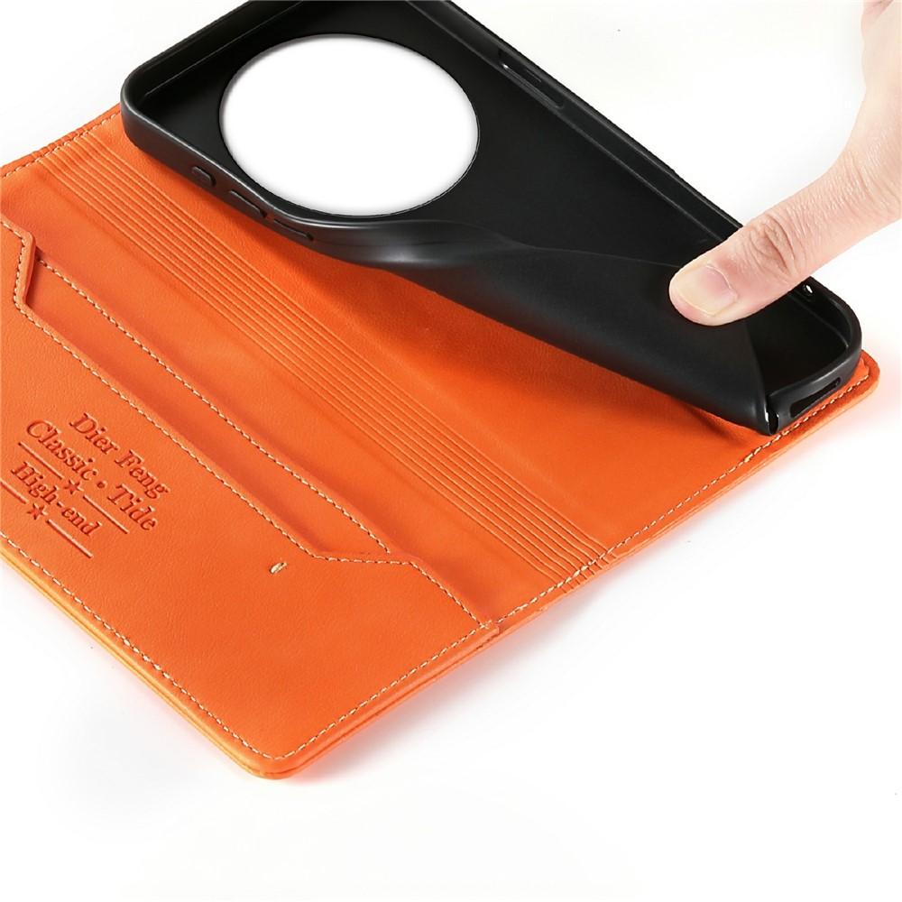Wallet Case for 17 Ultra - Leather/PU, Orange, With Card Holder