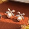 Jewelry Accessories Bow Pearl Ear Studs Bowknot Bow Pearl Ear Hook Bow Pearl Earrings  Lady/Gifts