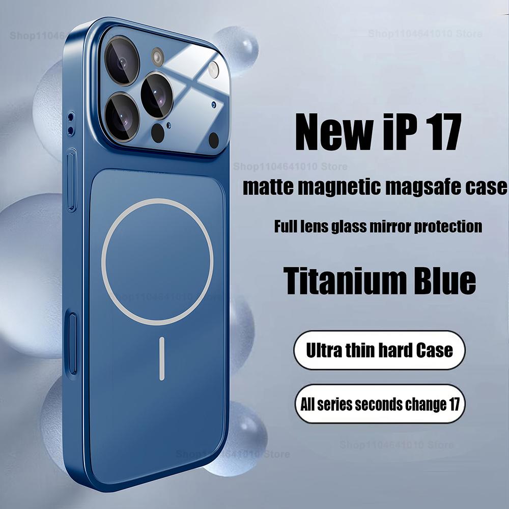 Официальный матовый нано-стеклянный бронированный чехол для iPhone 17 16 15 14 13 Pro Max 17Pro Air Для Magsafe Беспроводная зарядка Магнитная жесткая крышка