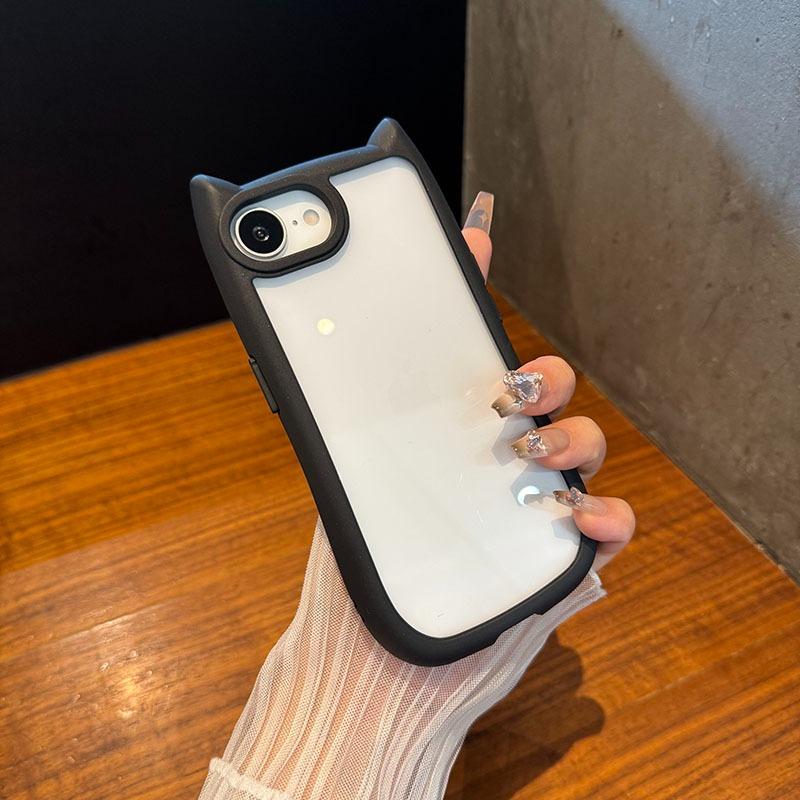 Роскошный милый прозрачный чехол для телефона с ушками кошки для iPhone 11 12 13 14 15 16 Pro Max Plus, прозрачный противоударный акриловый бампер, задняя крышка