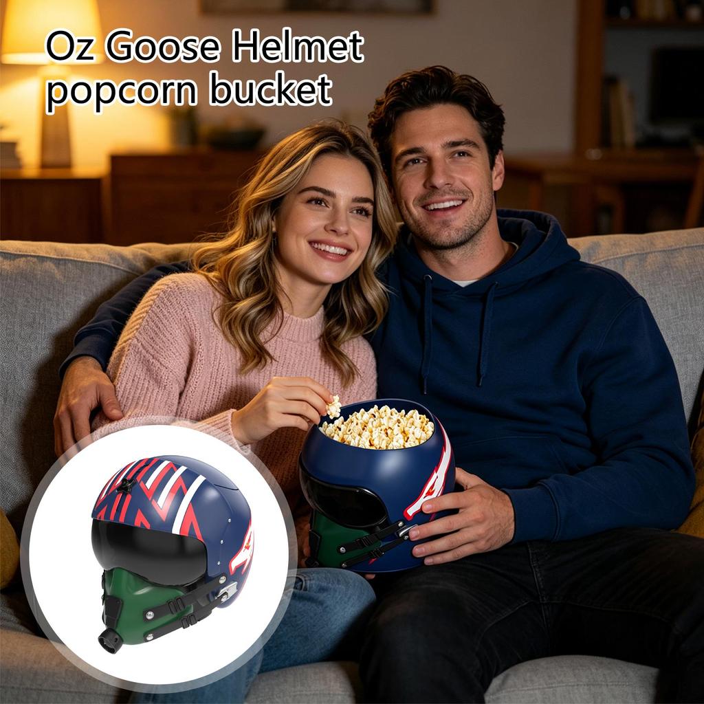 Aviation-Inspired Helmet Shaped Popcorn Bucket with Removable Visor and Detailed Printed Graphics for Collectors and Fans