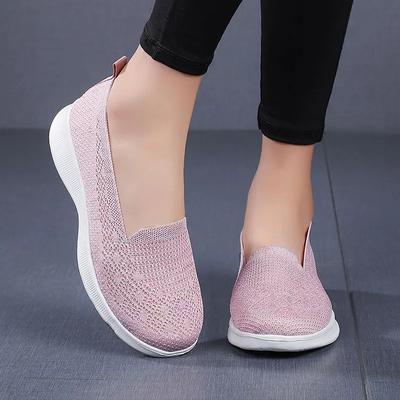 Женские кроссовки для ходьбы, сетчатые спортивные, дышащие, легкие, балетки, мягкая подошва, повседневные, вязаные кроссовки