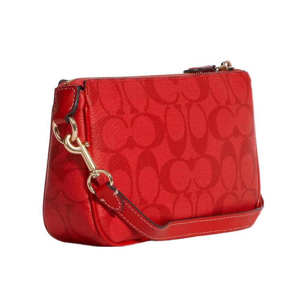 New COACH Nolita Canvas With Leather Pochette, Shoulder Bag, Wrist Bag, Clutch Small Women's Red C3308-IMQRG