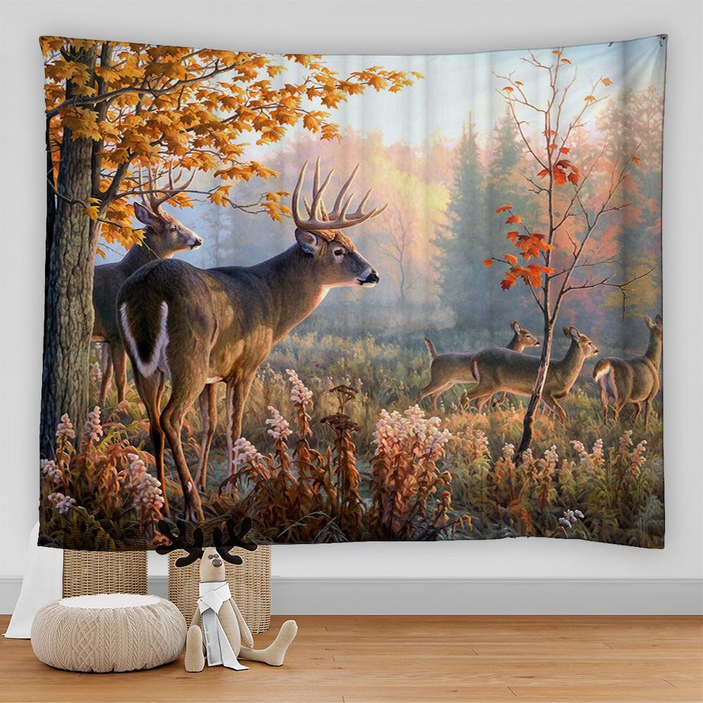 Лось, дикая природа, настенный стиль, психоделическое искусство, гостиная, спальня, декор в общежитии, большой гобелен