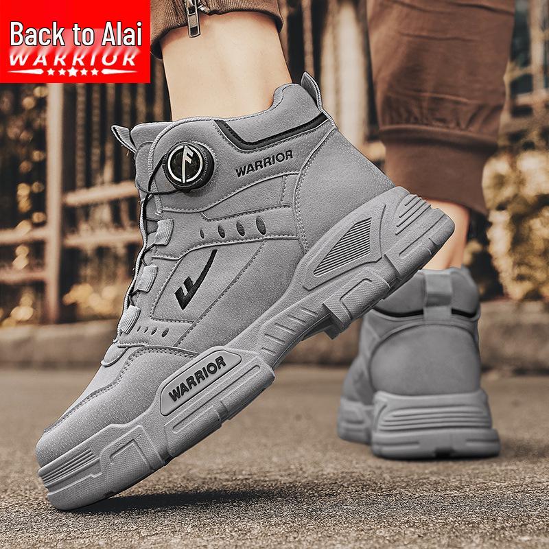 Men's Winter Leather and Fur Martin Boots - Warm, Thick, Velvet-Lined Snow and Workwear Boots for Labor Protection