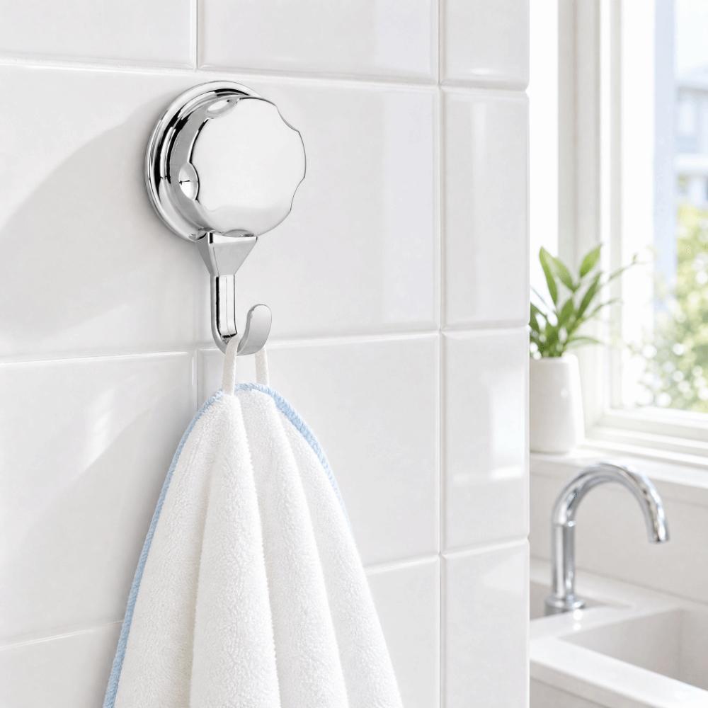3 PCS Silver Suction Cup Hook ABS Towel Hook Convenient Robe Hook  Flat Smooth Surface
