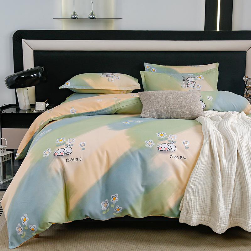 Комплект из четырех предметов из плотного хлопка с потертостями, комплект из 4 простыней и одеял, комплект из трех предметов для общежития