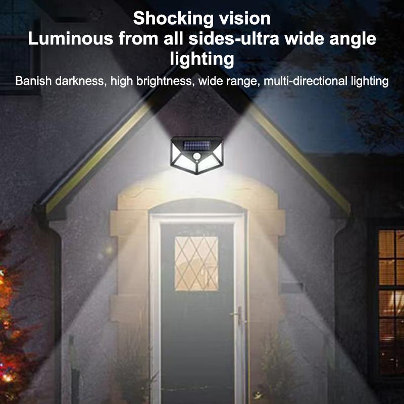 100 Светодиодных Солнечных Настенных Светильников Датчик Движения PIR Настенный Светильник Уличный Водонепроницаемый IP65 На солнечной батарее Для Столба Забора Двор Дорожка