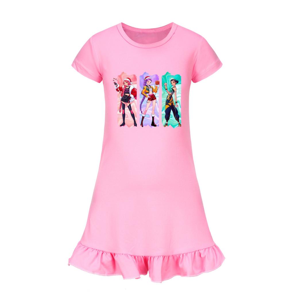 5155 Kids Girls Christmas New Year Mira Zoey Rumi Printed Ruffle Short Sleeves Casual Dress