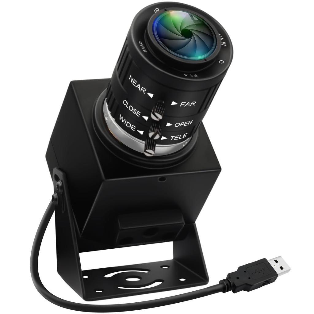 ELPCAM ELP 48MP 8K Ultra HD USB Camera with 3x Manual Zoom Plug and for Laser 3.6-10mm Lens, Play, Engraving/Lightburn/Document Scanning/Face