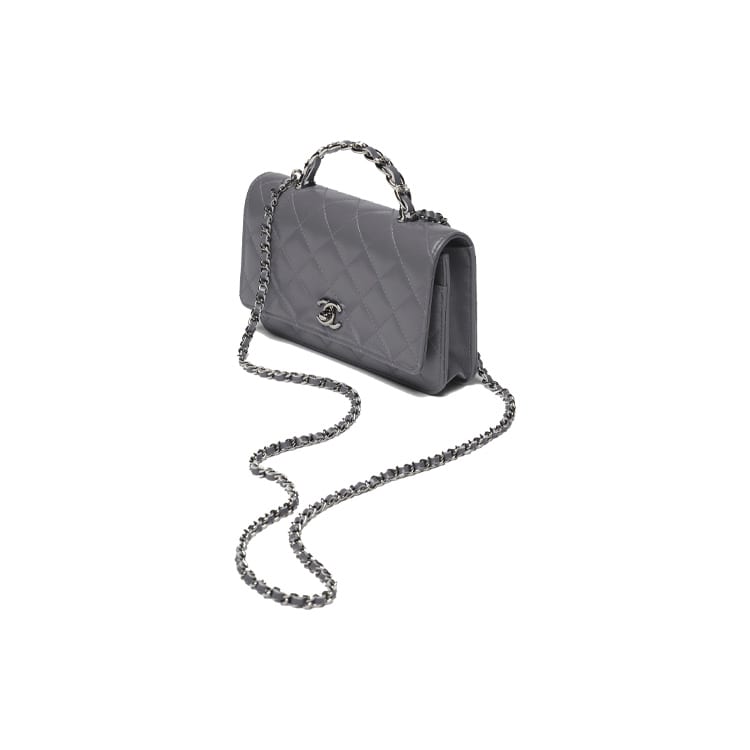 CHANEL WOC Cow Leather, Dark Silver Metal Wallet, Shoulder Bag, Crossbody Bag, Handbag Mini Women's Gray AP3645-B14291-NR652