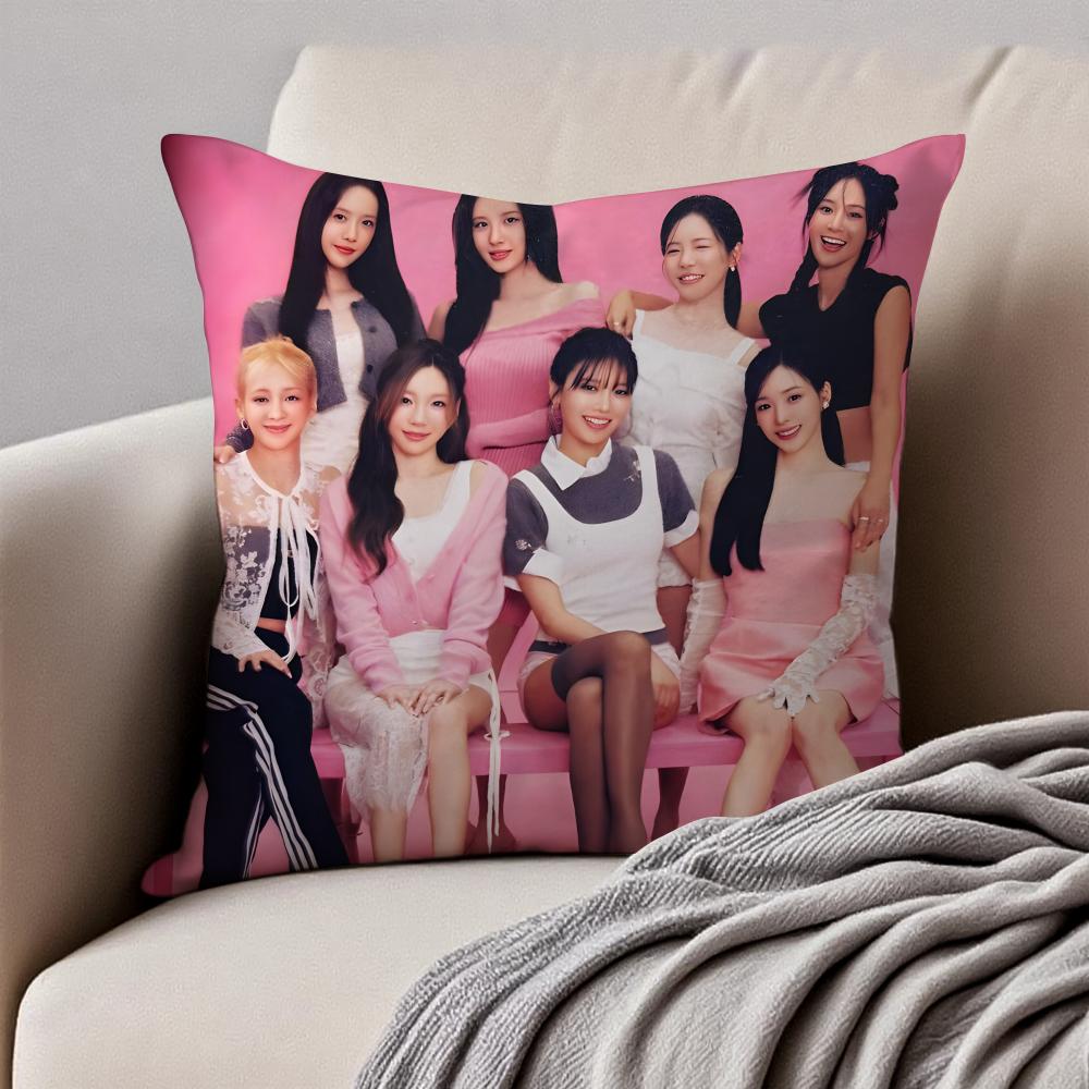 Kpop Korean Girl Group GGirls Generation Cushion Cover Pillowcase Antidustmite Invisible Zipper Short Plush Sofa Cushion